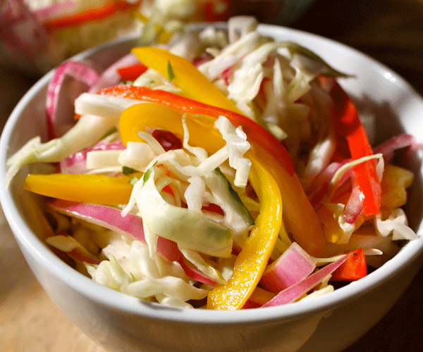Cabbage and Bell Pepper Slaw 