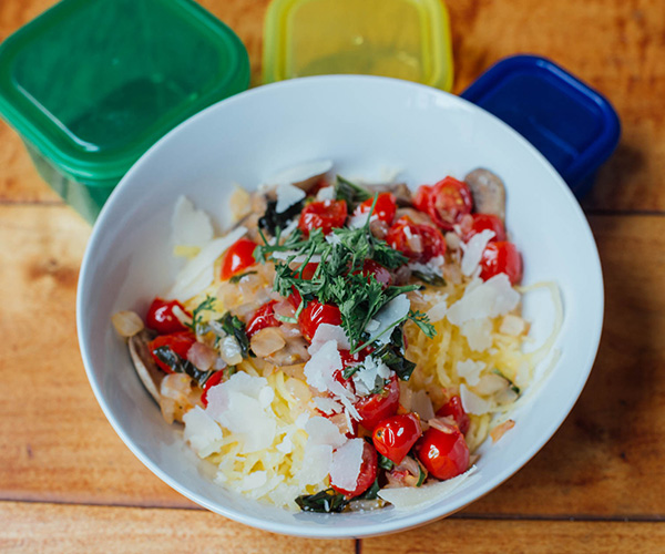 Spaghetti Squash with Tomatoes and Mushrooms