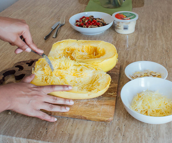 Spaghetti Squash with Tomatoes and Mushrooms