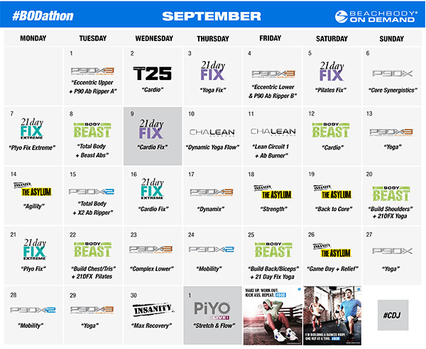 September BODathon Schedule