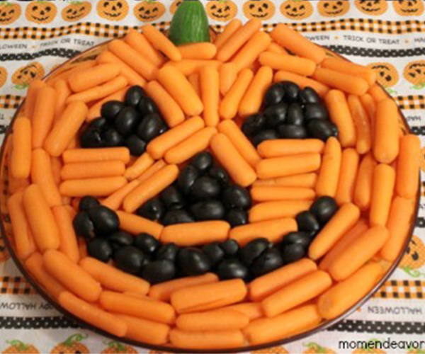 Carrot Jack O' Lantern Veggie Tray Halloween Snack