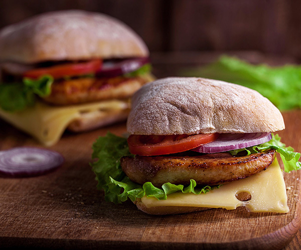 Chicken-Ciabatta-Sandwiches with Homemade Chicken Patties