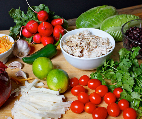 Chicken and Black Bean Burrito Salad in a Mason Jar