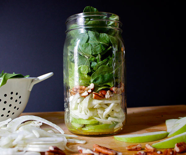 Apple, Fennel, and Arugula Salad in a Mason Jar