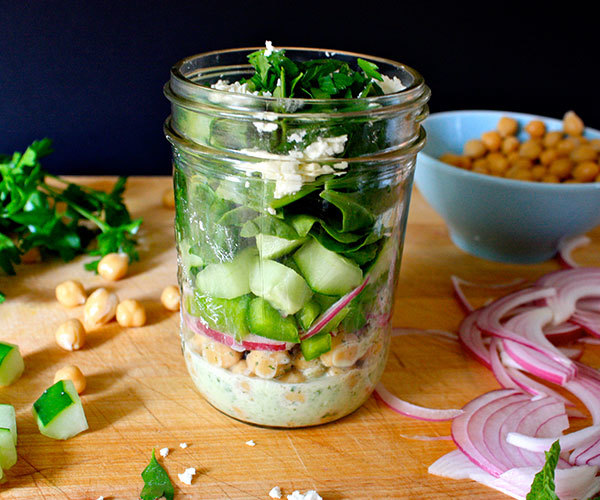 Chickpea Salad with Minty Yogurt Dressing