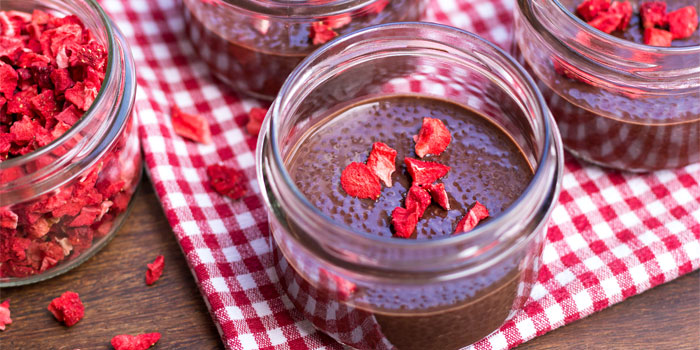 Chocolate Chia Pudding with Dried Strawberries | BeachbodyBlog.com